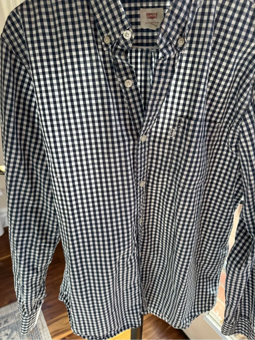 Levi’s Men's Black White Gingham Button-Down Shirt Size XL